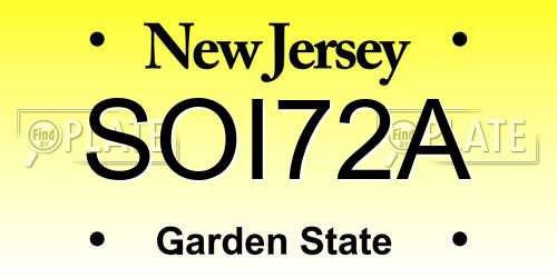SOI72A New Jersey License Plate