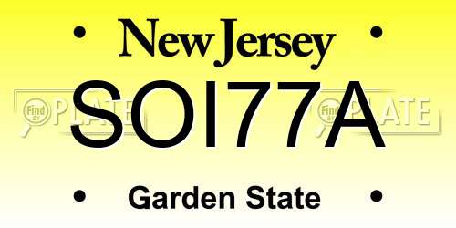 SOI77A New Jersey License Plate