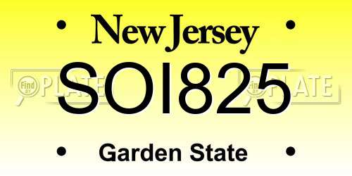 SOI825 New Jersey License Plate
