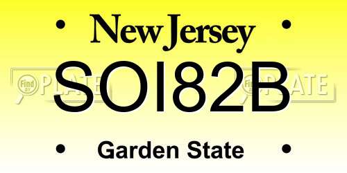 SOI82B New Jersey License Plate
