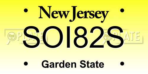 SOI82S New Jersey License Plate