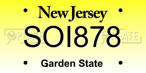 SOI878 New Jersey License Plate