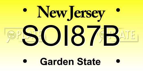 SOI87B New Jersey License Plate