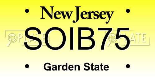 SOIB75 New Jersey License Plate