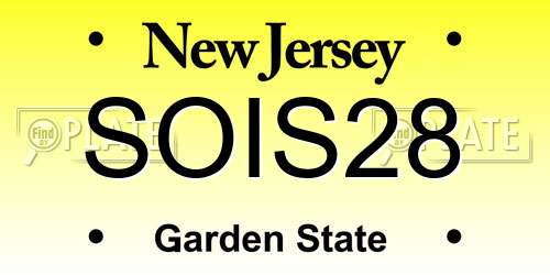 SOIS28 New Jersey License Plate