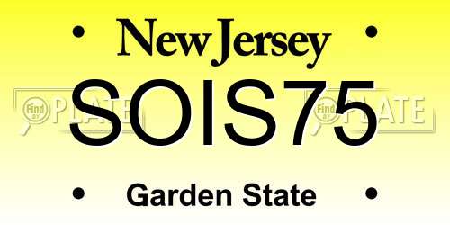 SOIS75 New Jersey License Plate
