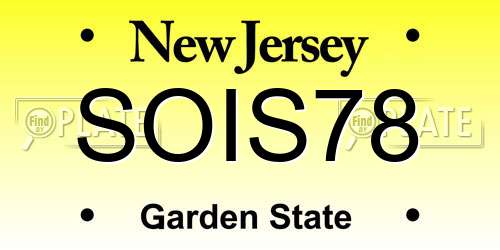 SOIS78 New Jersey License Plate