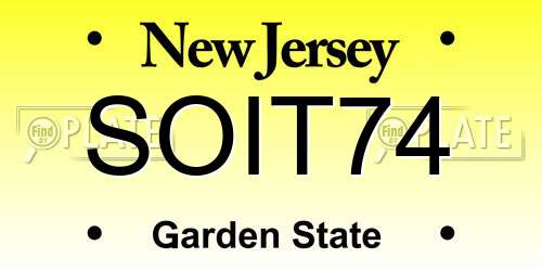 SOIT74 New Jersey License Plate