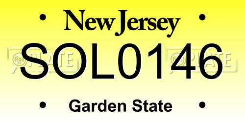 SOL0146 New Jersey License Plate