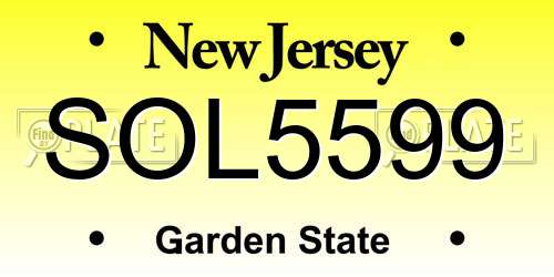 SOL5599 New Jersey License Plate