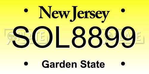 SOL8899 New Jersey License Plate