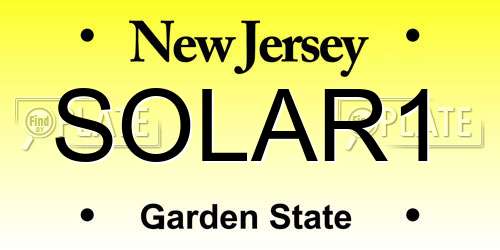 SOLAR1 New Jersey License Plate