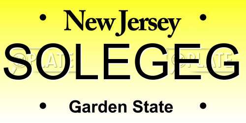SOLEGEG New Jersey License Plate