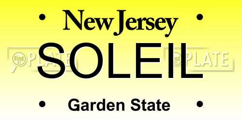 SOLEIL New Jersey License Plate