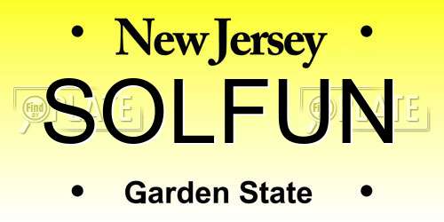 SOLFUN New Jersey License Plate
