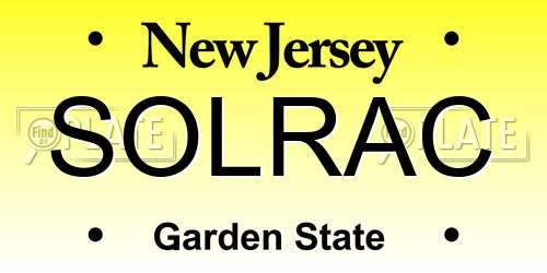 SOLRAC New Jersey License Plate