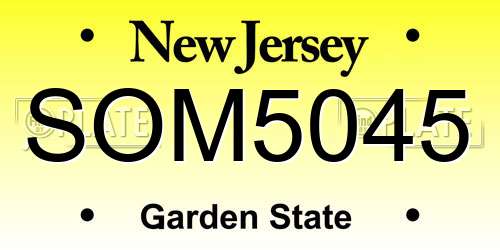 SOM5045 New Jersey License Plate