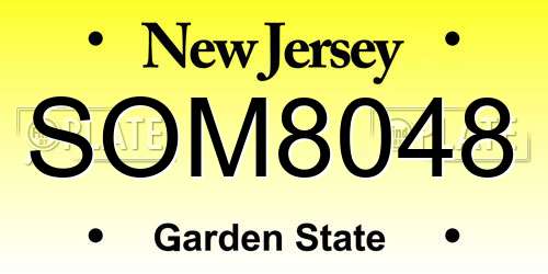 SOM8048 New Jersey License Plate