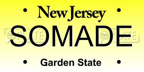 SOMADE New Jersey License Plate