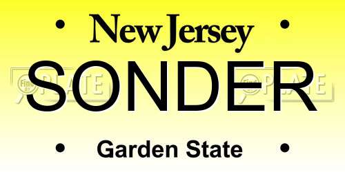 SONDER New Jersey License Plate