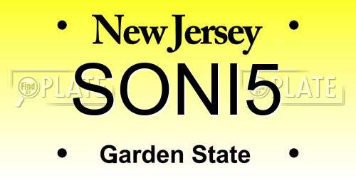 SONI5 New Jersey License Plate
