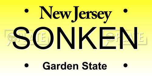SONKEN New Jersey License Plate