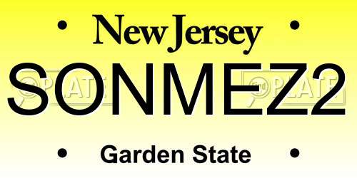 SONMEZ2 New Jersey License Plate
