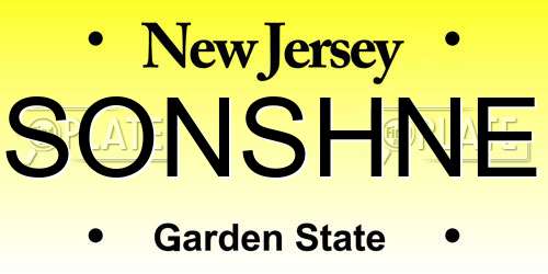 SONSHNE New Jersey License Plate