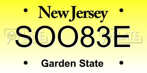 SOO83E New Jersey License Plate