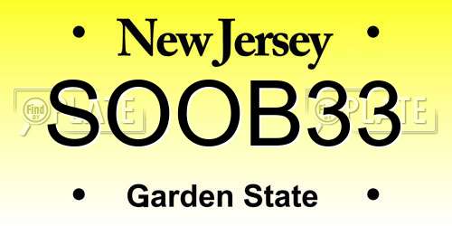 SOOB33 New Jersey License Plate