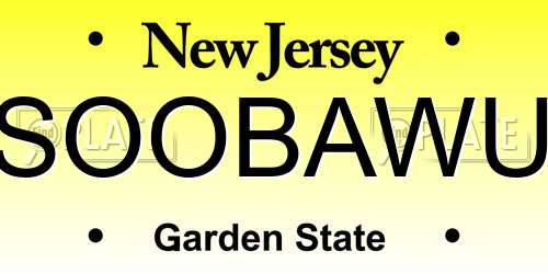 SOOBAWU New Jersey License Plate