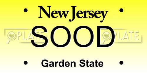 SOOD New Jersey License Plate
