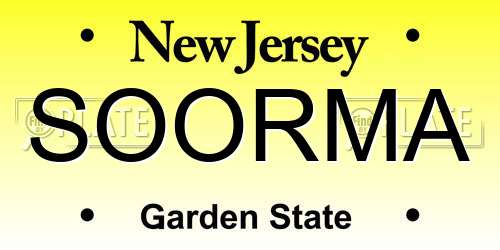 SOORMA New Jersey License Plate