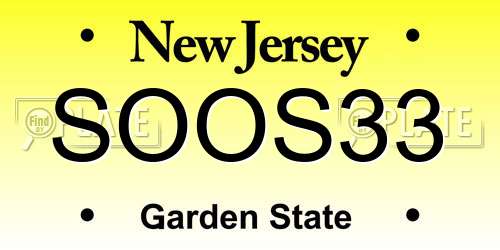SOOS33 New Jersey License Plate