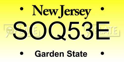 SOQ53E New Jersey License Plate