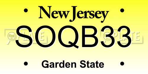 SOQB33 New Jersey License Plate