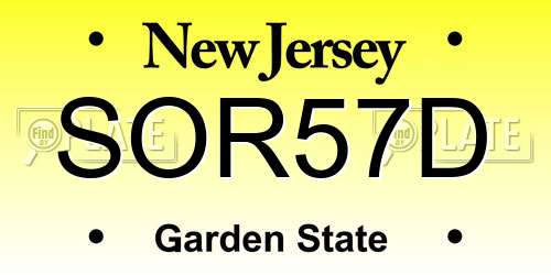SOR57D New Jersey License Plate