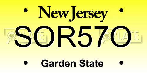 SOR57O New Jersey License Plate
