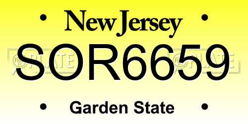 SOR6659 New Jersey License Plate