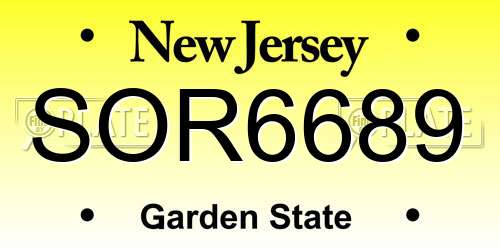 SOR6689 New Jersey License Plate