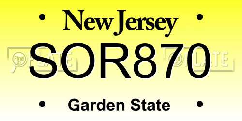 SOR870 New Jersey License Plate