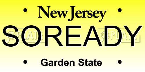 SOREADY New Jersey License Plate