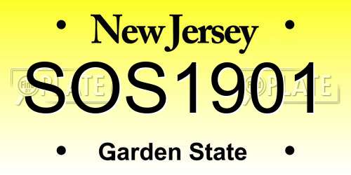 SOS1901 New Jersey License Plate