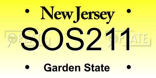 SOS211 New Jersey License Plate