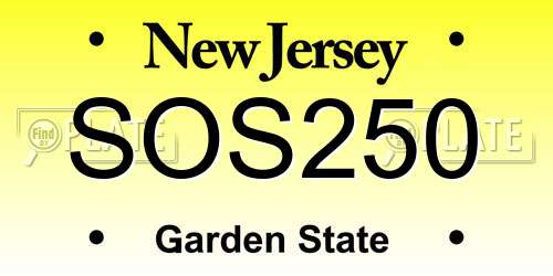 SOS250 New Jersey License Plate