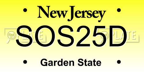 SOS25D New Jersey License Plate