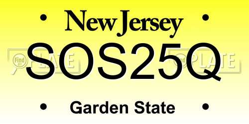 SOS25Q New Jersey License Plate