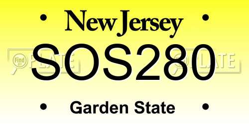 SOS280 New Jersey License Plate