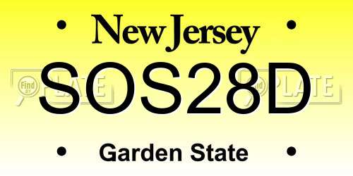 SOS28D New Jersey License Plate