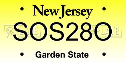 SOS28O New Jersey License Plate